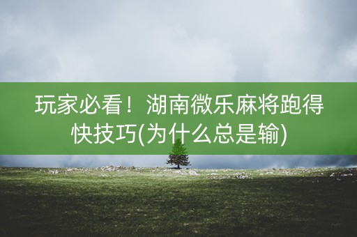 玩家必看！湖南微乐麻将跑得快技巧(为什么总是输)