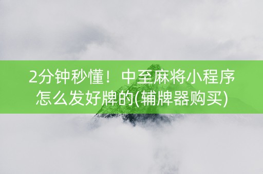 2分钟秒懂！中至麻将小程序怎么发好牌的(辅牌器购买)