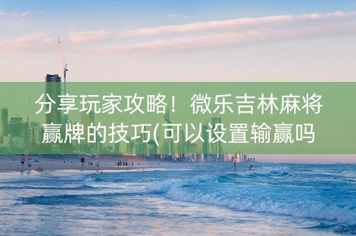 分享玩家攻略！微乐吉林麻将赢牌的技巧(可以设置输赢吗)