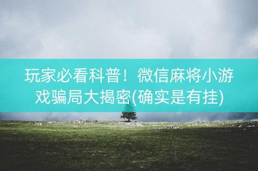 玩家必看科普！微信麻将小游戏骗局大揭密(确实是有挂)