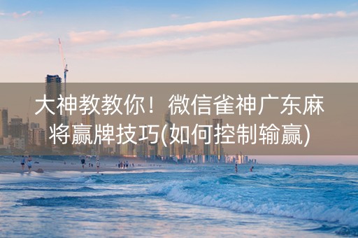 大神教教你！微信雀神广东麻将赢牌技巧(如何控制输赢)