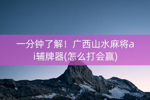 一分钟了解！广西山水麻将ai辅牌器(怎么打会赢)