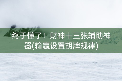 终于懂了！财神十三张辅助神器(输赢设置胡牌规律)