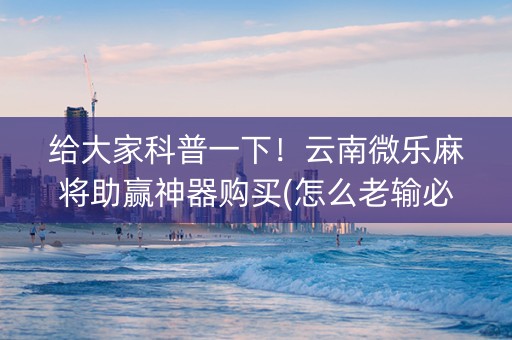 给大家科普一下！云南微乐麻将助赢神器购买(怎么老输必备神器)