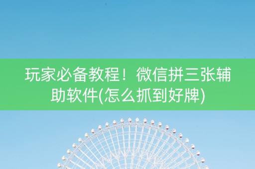 玩家必备教程！微信拼三张辅助软件(怎么抓到好牌)