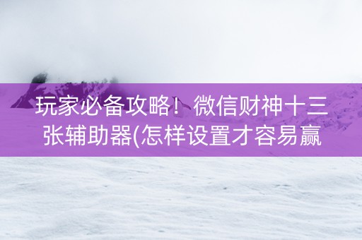 玩家必备攻略！微信财神十三张辅助器(怎样设置才容易赢)