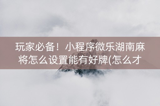 玩家必备！小程序微乐湖南麻将怎么设置能有好牌(怎么才可以赢)