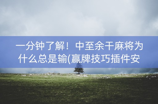 一分钟了解！中至余干麻将为什么总是输(赢牌技巧插件安装)