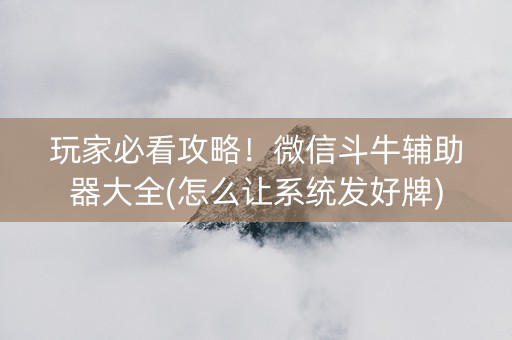 玩家必看攻略！微信斗牛辅助器大全(怎么让系统发好牌)