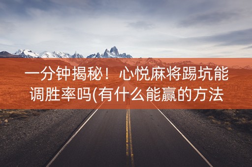 一分钟揭秘！心悦麻将踢坑能调胜率吗(有什么能赢的方法)