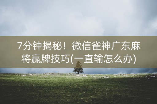 7分钟揭秘！微信雀神广东麻将赢牌技巧(一直输怎么办)