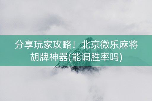 分享玩家攻略！北京微乐麻将胡牌神器(能调胜率吗)
