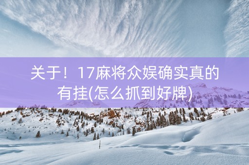 关于！17麻将众娱确实真的有挂(怎么抓到好牌)