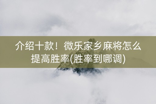 介绍十款！微乐家乡麻将怎么提高胜率(胜率到哪调)