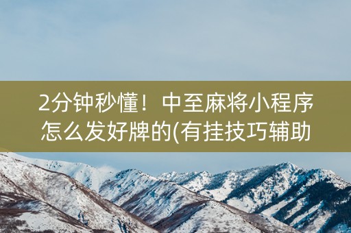 2分钟秒懂！中至麻将小程序怎么发好牌的(有挂技巧辅助器)