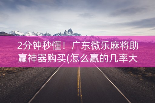 2分钟秒懂！广东微乐麻将助赢神器购买(怎么赢的几率大)