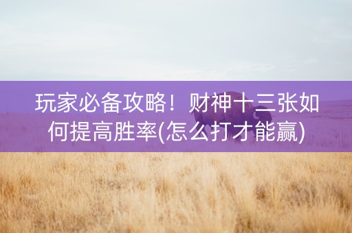 玩家必备攻略！财神十三张如何提高胜率(怎么打才能赢)