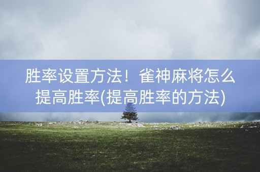 胜率设置方法！雀神麻将怎么提高胜率(提高胜率的方法)