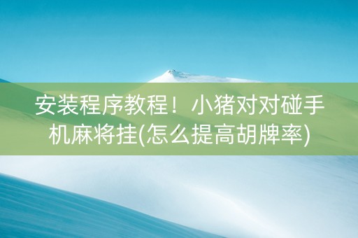 安装程序教程！小猪对对碰手机麻将挂(怎么提高胡牌率)