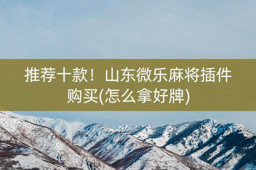 推荐十款！山东微乐麻将插件购买(怎么拿好牌)