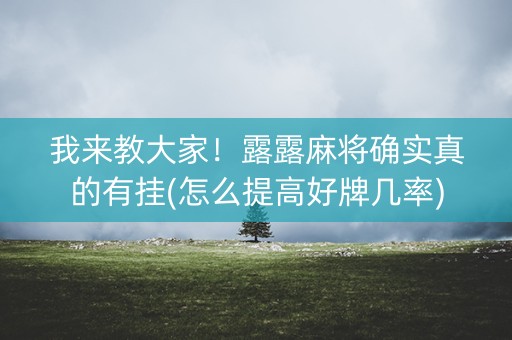 我来教大家！露露麻将确实真的有挂(怎么提高好牌几率)