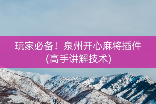 玩家必备！泉州开心麻将插件(高手讲解技术)