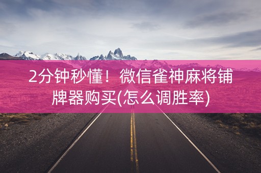 2分钟秒懂！微信雀神麻将铺牌器购买(怎么调胜率)
