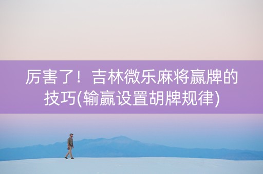 厉害了！吉林微乐麻将赢牌的技巧(输赢设置胡牌规律)