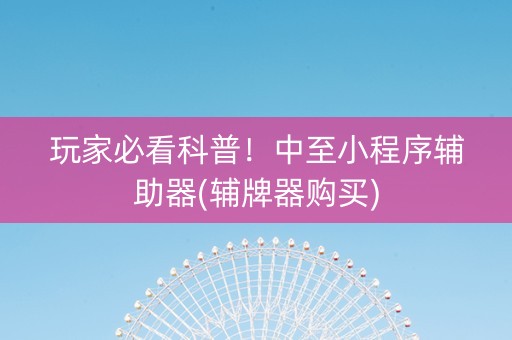 玩家必看科普！中至小程序辅助器(辅牌器购买)