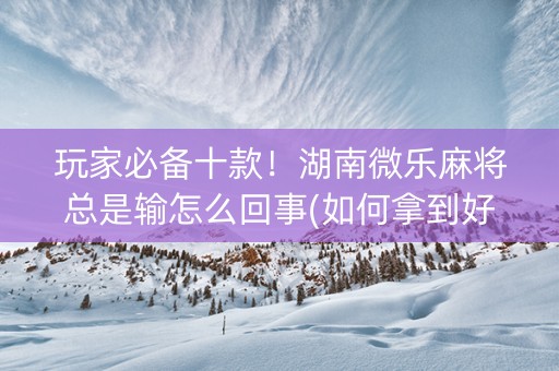 玩家必备十款！湖南微乐麻将总是输怎么回事(如何拿到好牌)