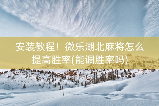 安装教程！微乐湖北麻将怎么提高胜率(能调胜率吗)