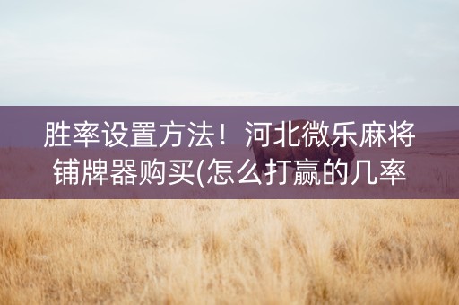 胜率设置方法！河北微乐麻将铺牌器购买(怎么打赢的几率大)