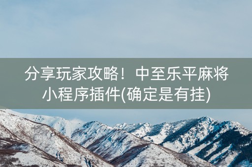分享玩家攻略！中至乐平麻将小程序插件(确定是有挂)
