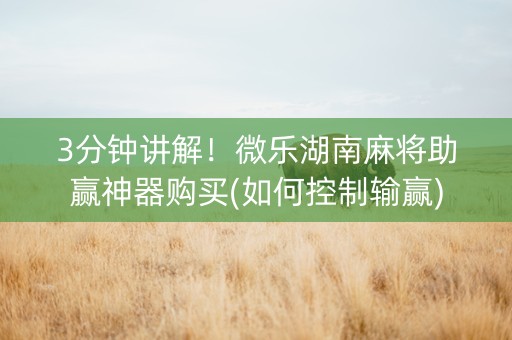 3分钟讲解！微乐湖南麻将助赢神器购买(如何控制输赢)