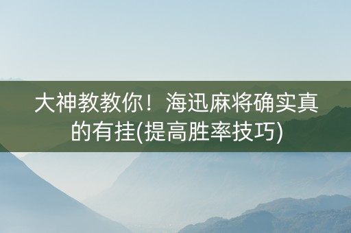 大神教教你！海迅麻将确实真的有挂(提高胜率技巧)