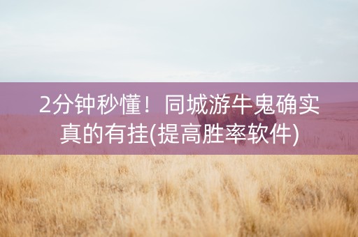 2分钟秒懂！同城游牛鬼确实真的有挂(提高胜率软件)