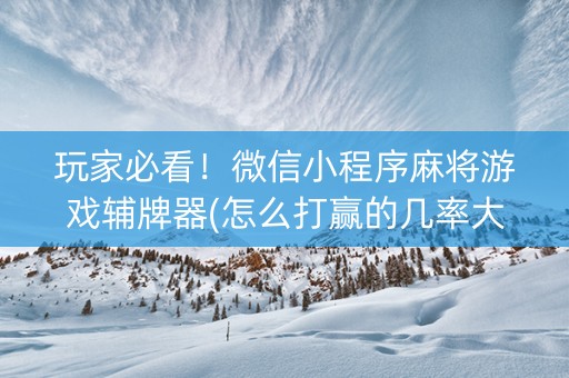 玩家必看！微信小程序麻将游戏辅牌器(怎么打赢的几率大)