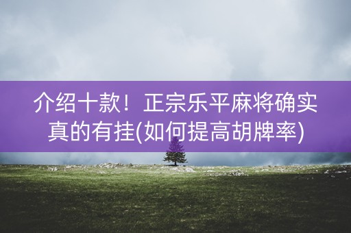 介绍十款！正宗乐平麻将确实真的有挂(如何提高胡牌率)