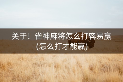 关于！雀神麻将怎么打容易赢(怎么打才能赢)
