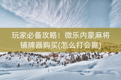 玩家必备攻略！微乐内蒙麻将铺牌器购买(怎么打会赢)