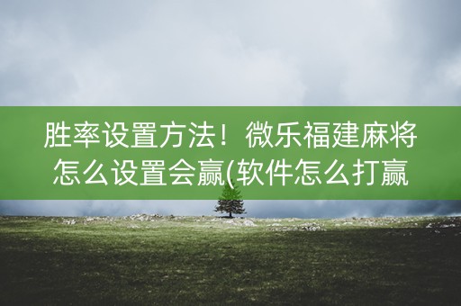 胜率设置方法！微乐福建麻将怎么设置会赢(软件怎么打赢)