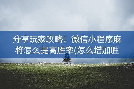 分享玩家攻略！微信小程序麻将怎么提高胜率(怎么增加胜率)