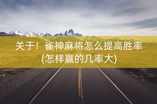 关于！雀神麻将怎么提高胜率(怎样赢的几率大)
