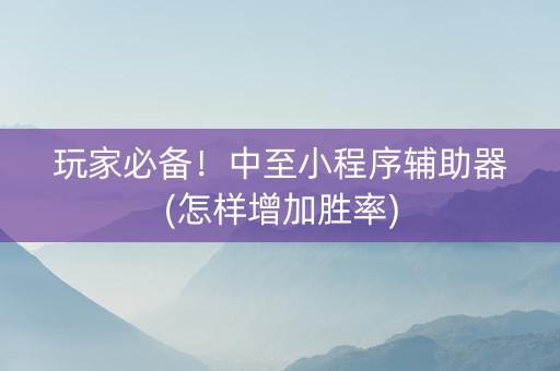 玩家必备！中至小程序辅助器(怎样增加胜率)