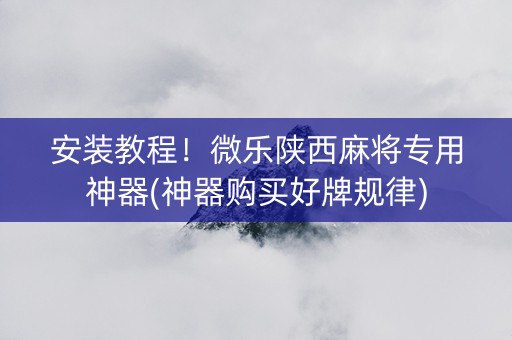 安装教程！微乐陕西麻将专用神器(神器购买好牌规律)