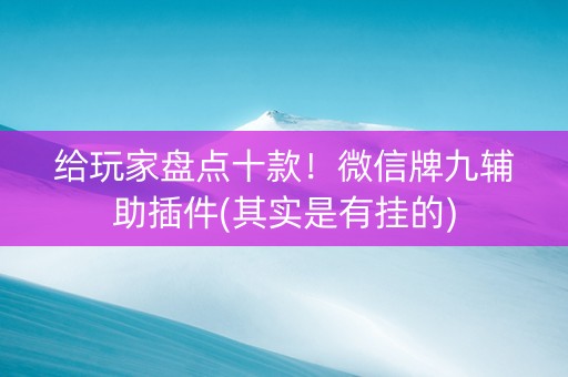 给玩家盘点十款！微信牌九辅助插件(其实是有挂的)