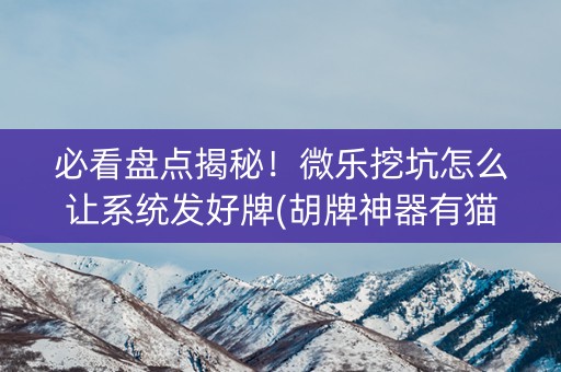 必看盘点揭秘！微乐挖坑怎么让系统发好牌(胡牌神器有猫腻吗)