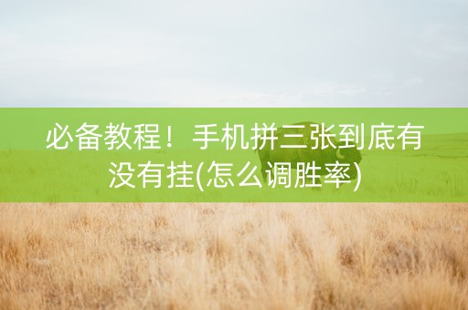 必备教程！手机拼三张到底有没有挂(怎么调胜率)