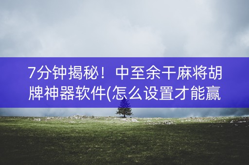 7分钟揭秘！中至余干麻将胡牌神器软件(怎么设置才能赢)