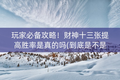 玩家必备攻略！财神十三张提高胜率是真的吗(到底是不是有挂)